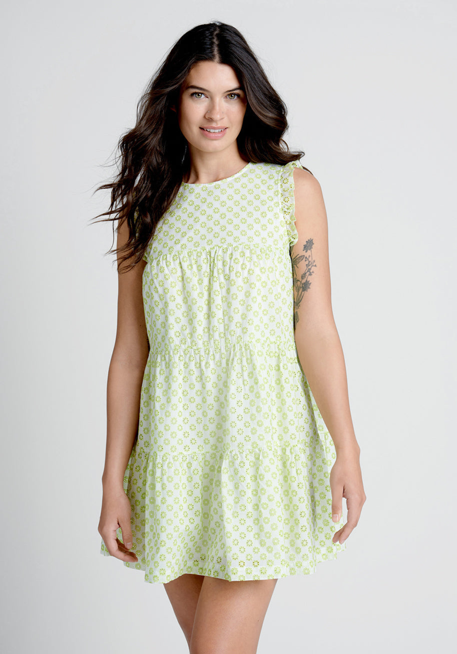  Day Tripping In Eyelet Flower Fields Trapeze Dress