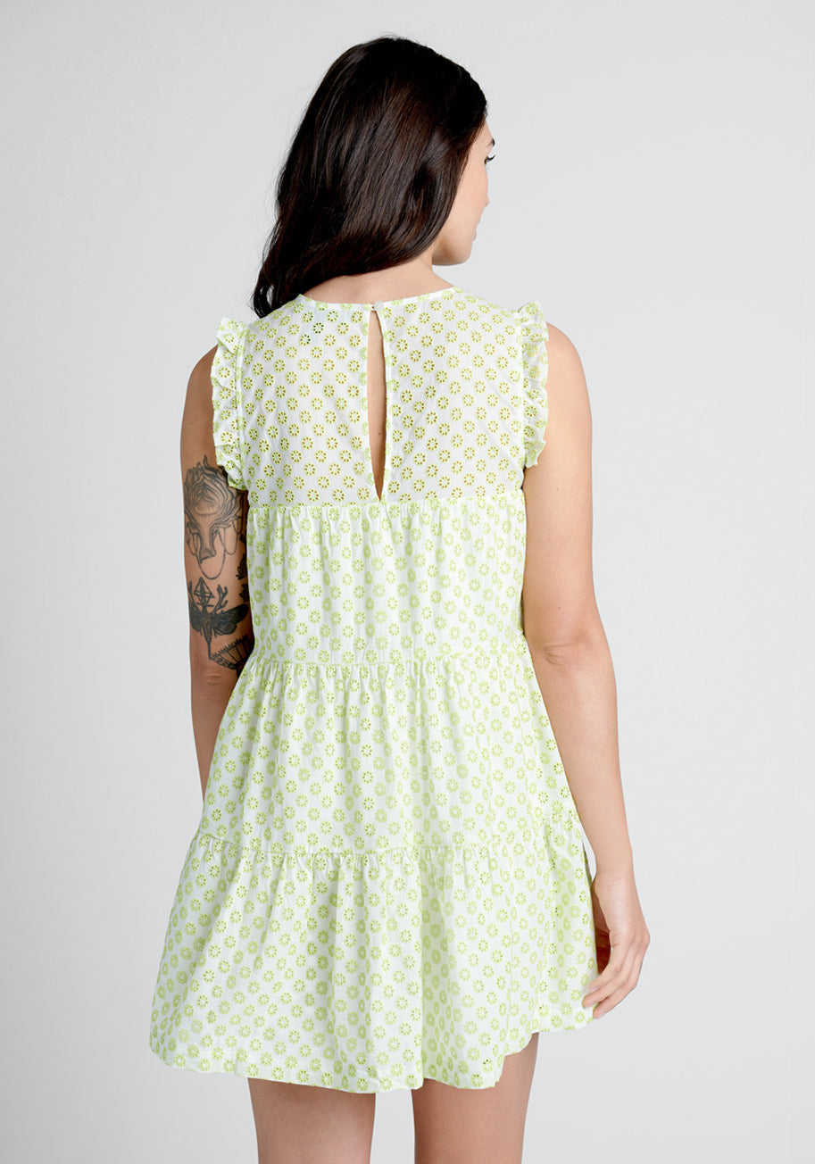  Day Tripping In Eyelet Flower Fields Trapeze Dress