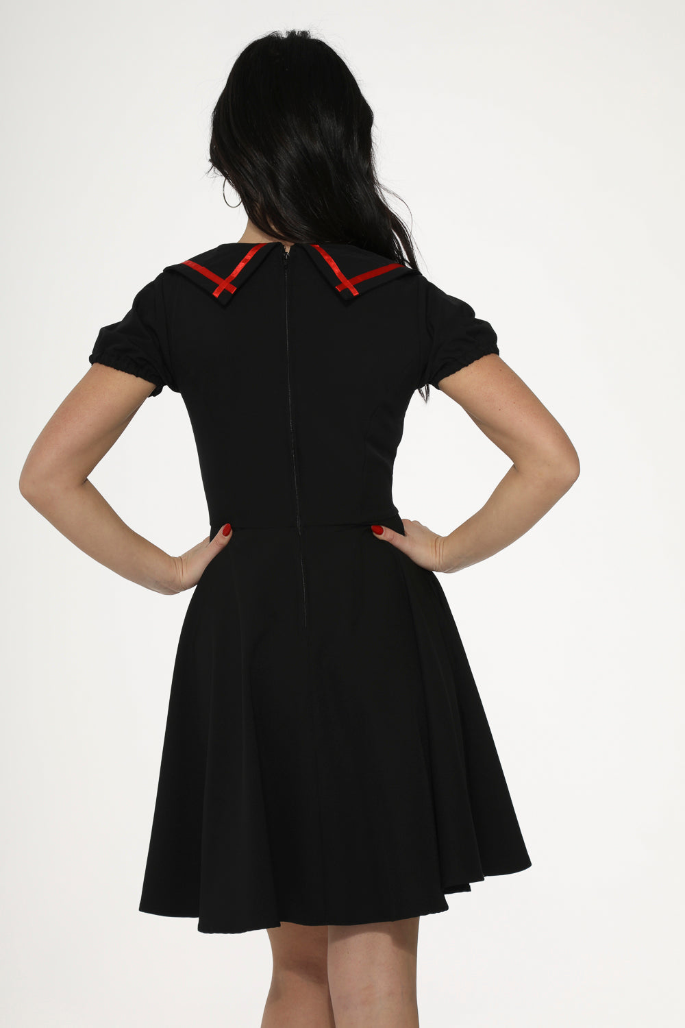 Black & Red Trim Gothic Swing Dress