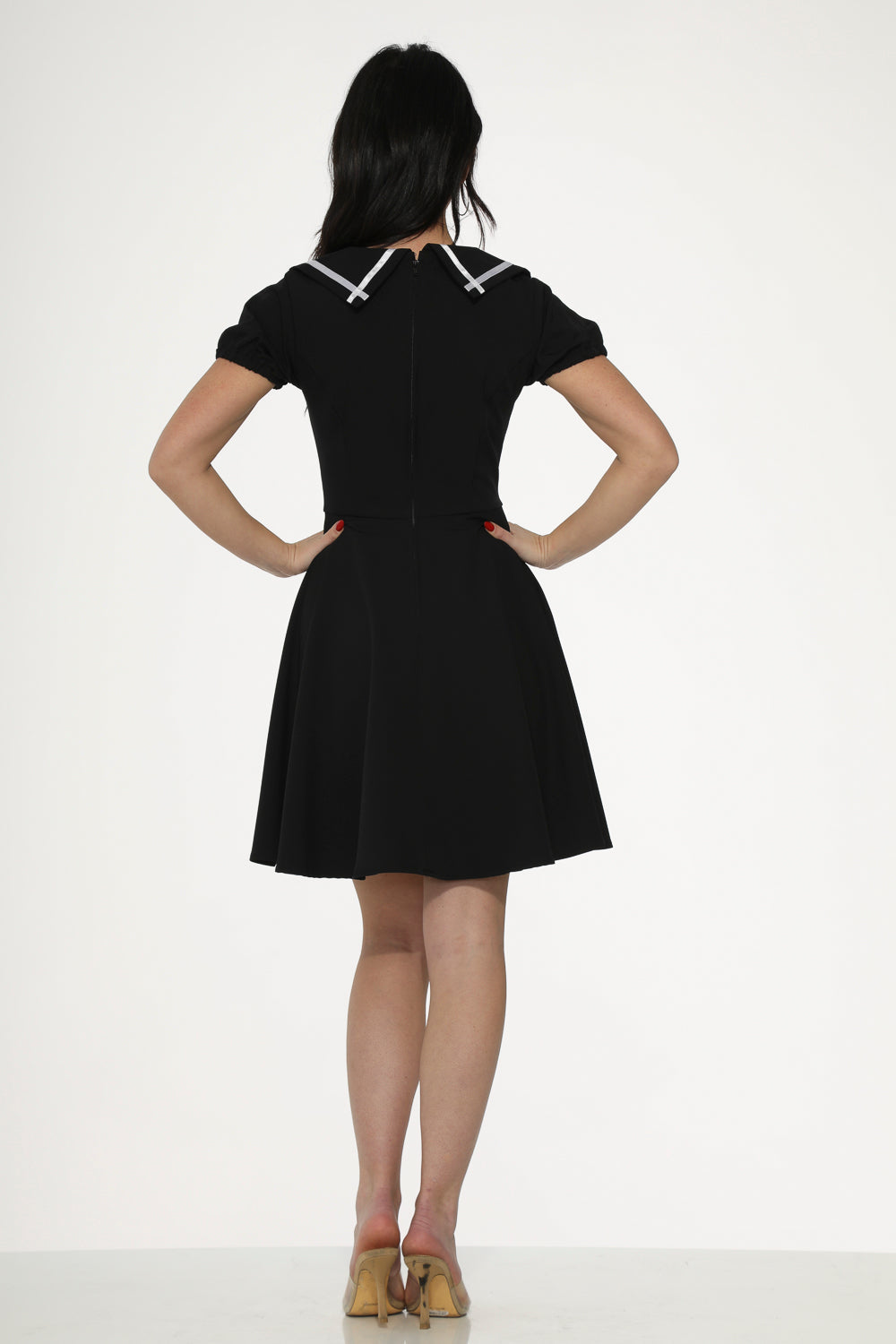  Black & White Trim Gothic Swing Dress
