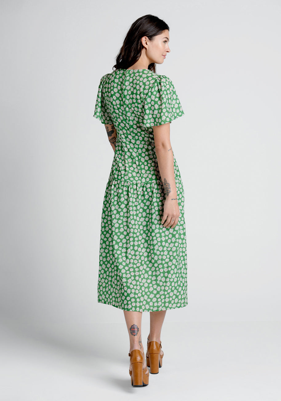  Touch Grass And Smile Midi Dress