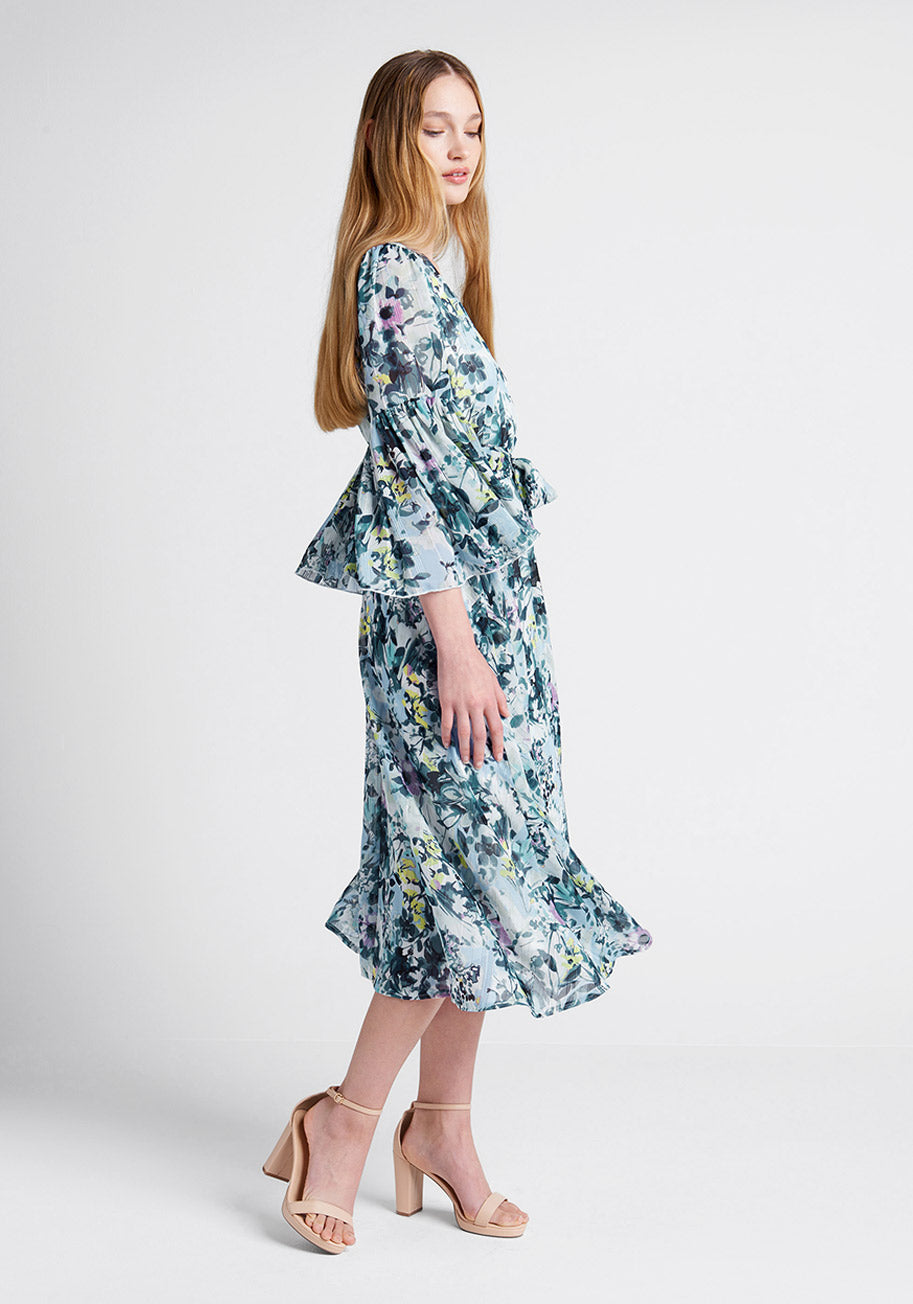 No Brand Flurry Of Florals Midi Dress