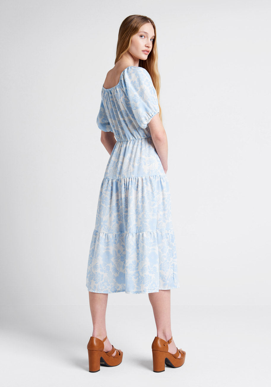 No Brand Bloom Wildly Tiered Midi Dress