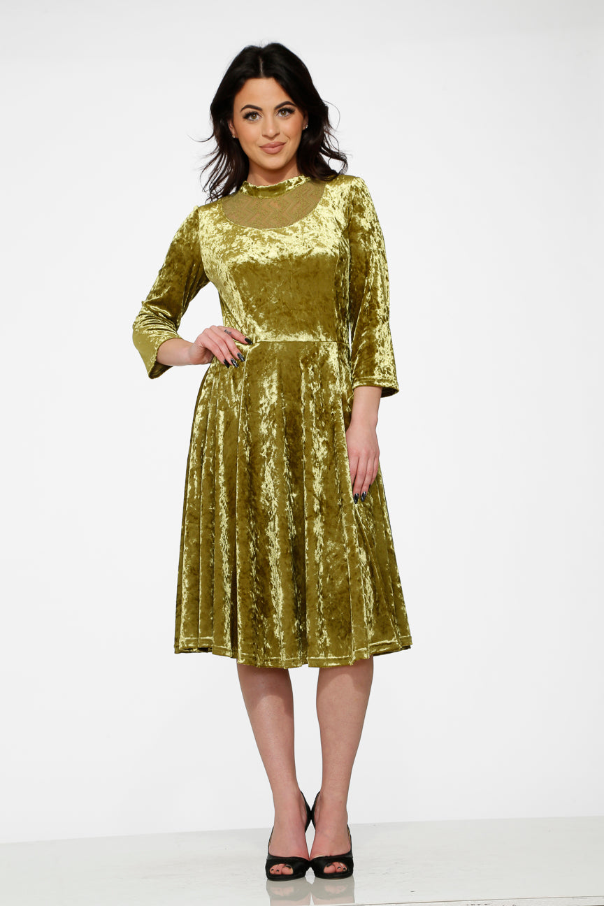  Green Diamond Velvet Swing Dress