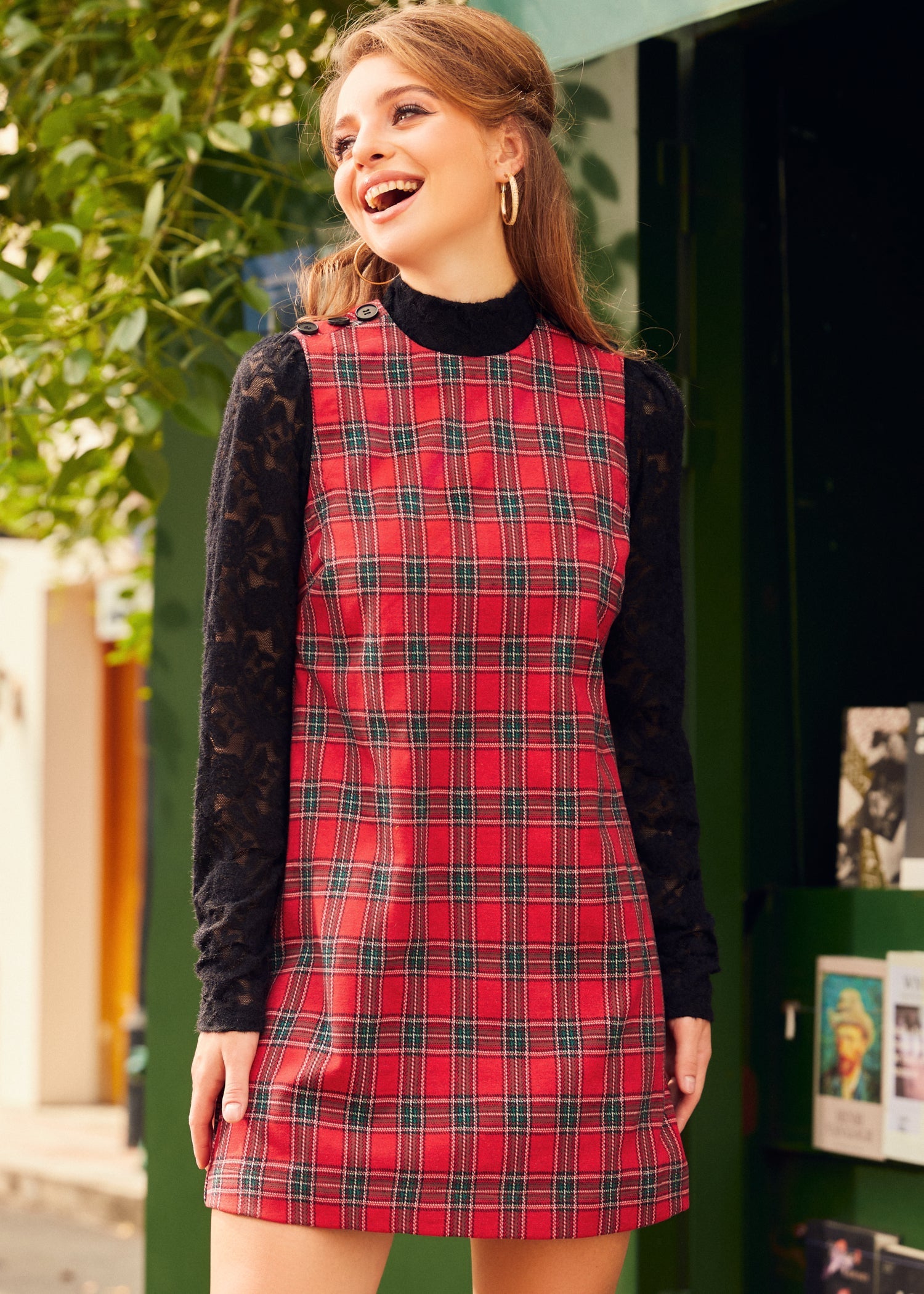  Checkered Charm A-Line Shift Dress
