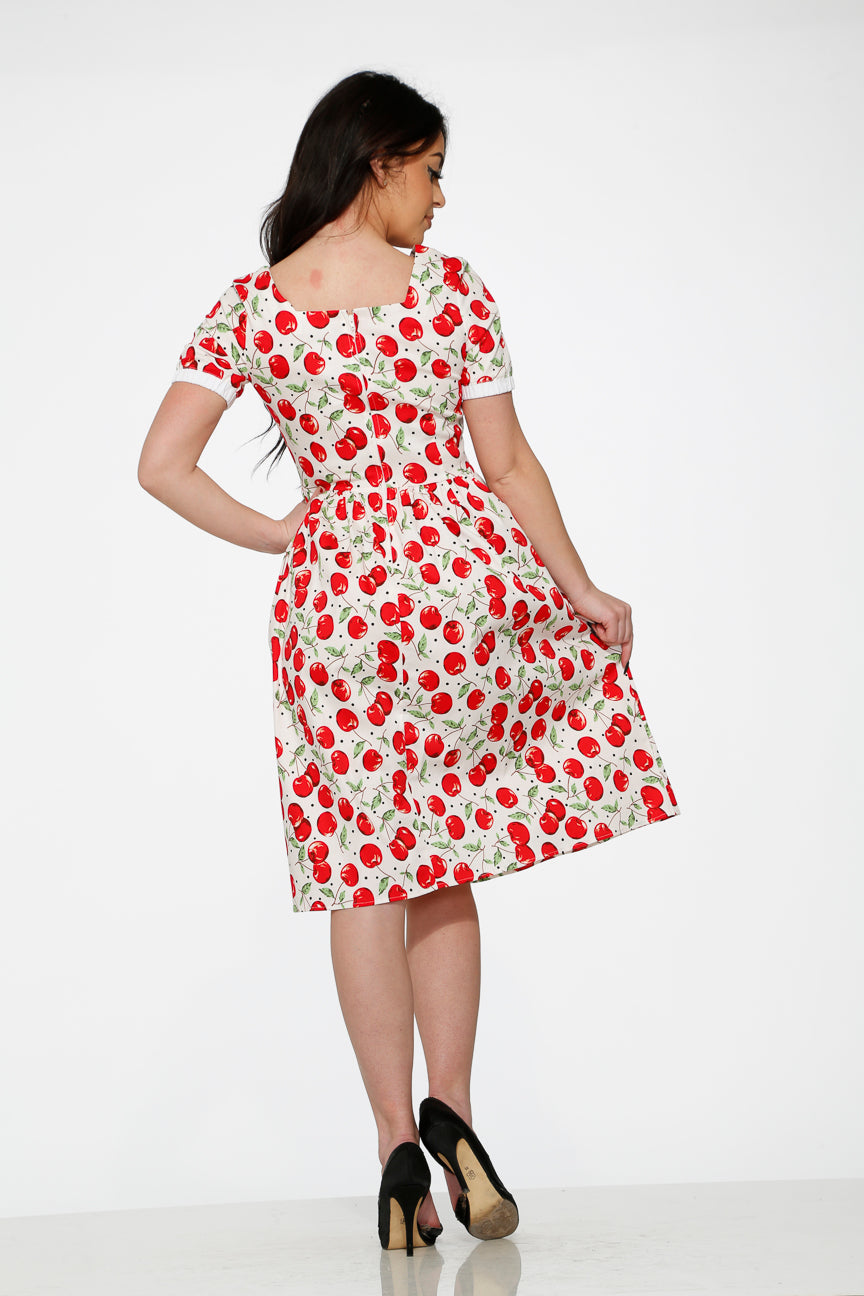  White & Red Cherry Dress