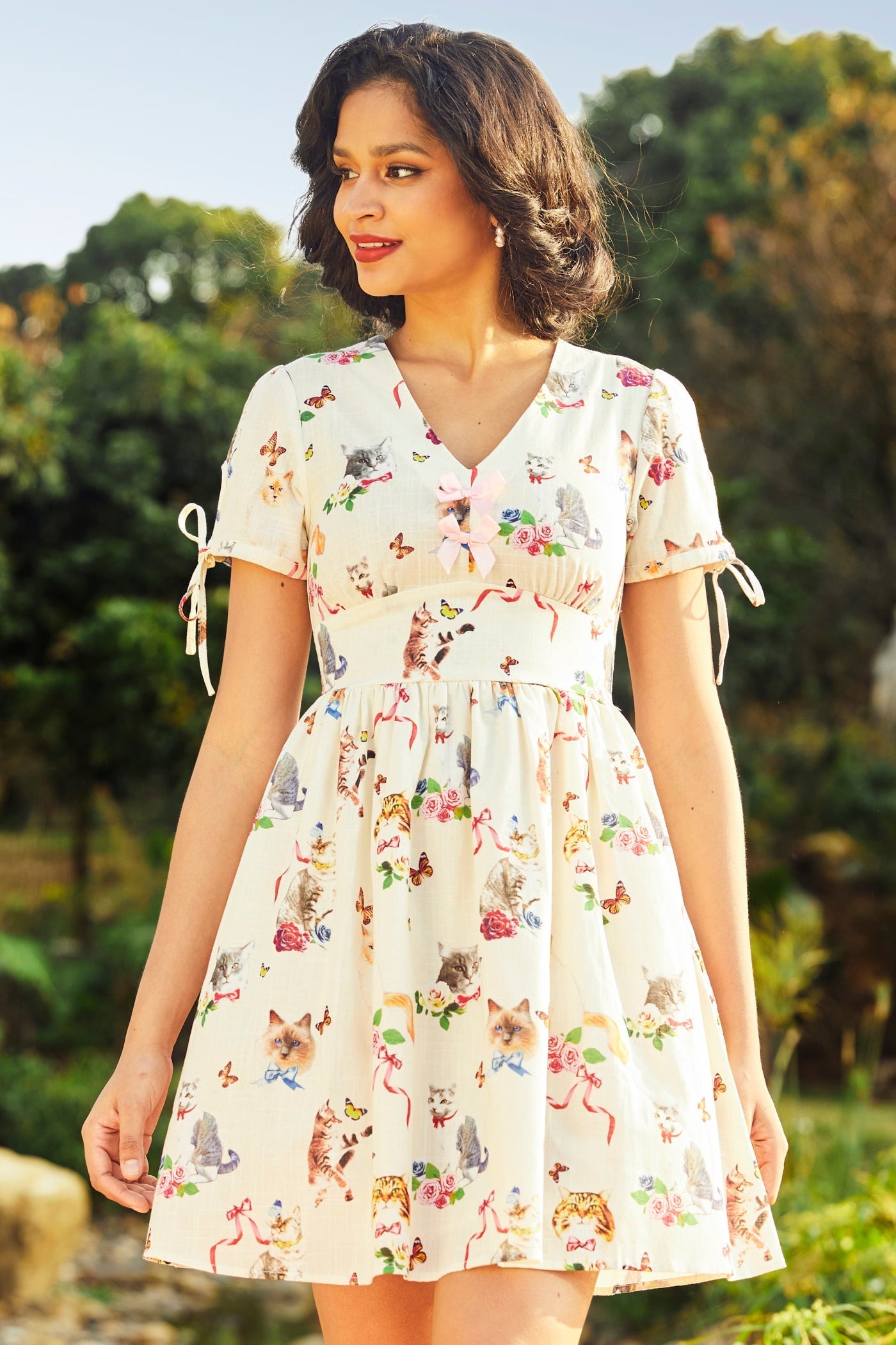  Kitsch Kitty Print Dress