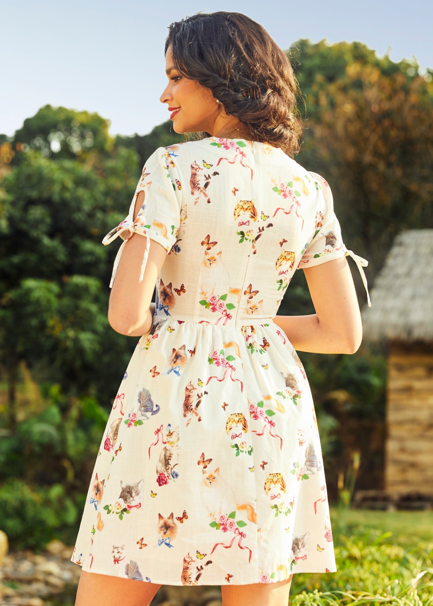  Kitsch Kitty Print Dress