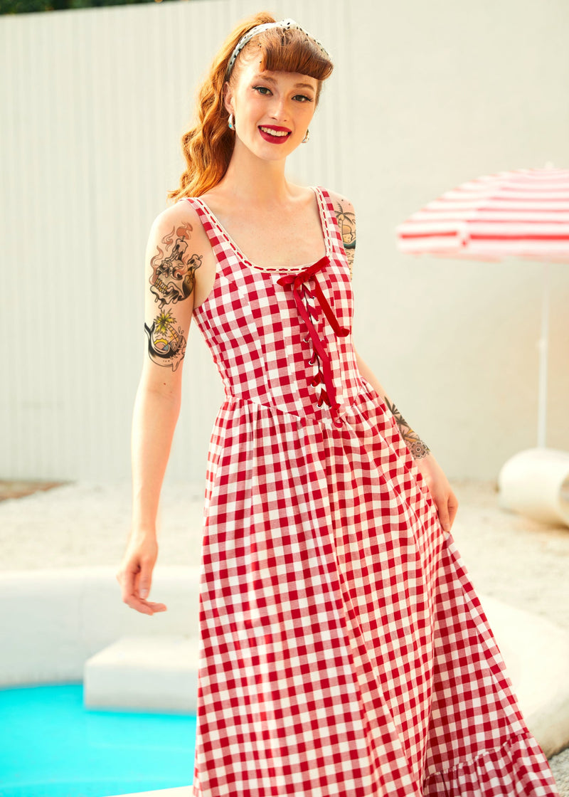  Jam Gingham Corset Dress