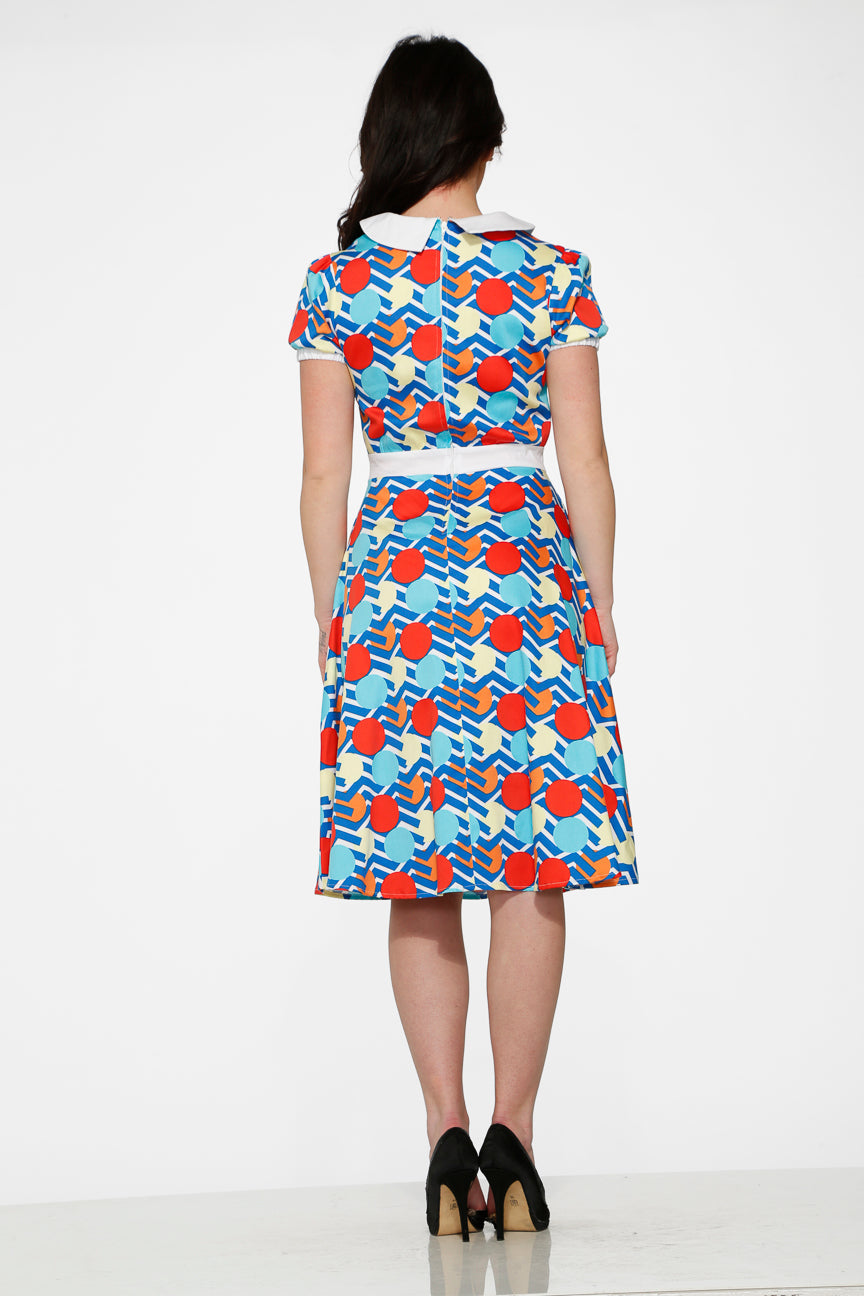 Stripe Red Dot Swing Dress