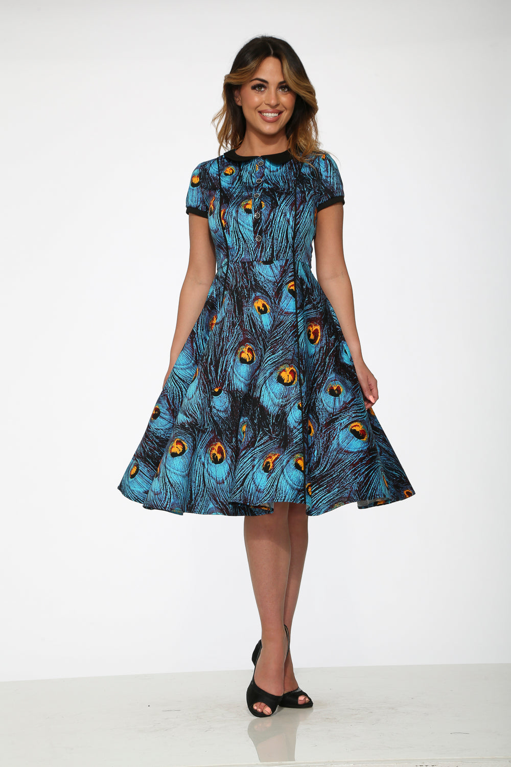  Blue Peacock Swing Dress