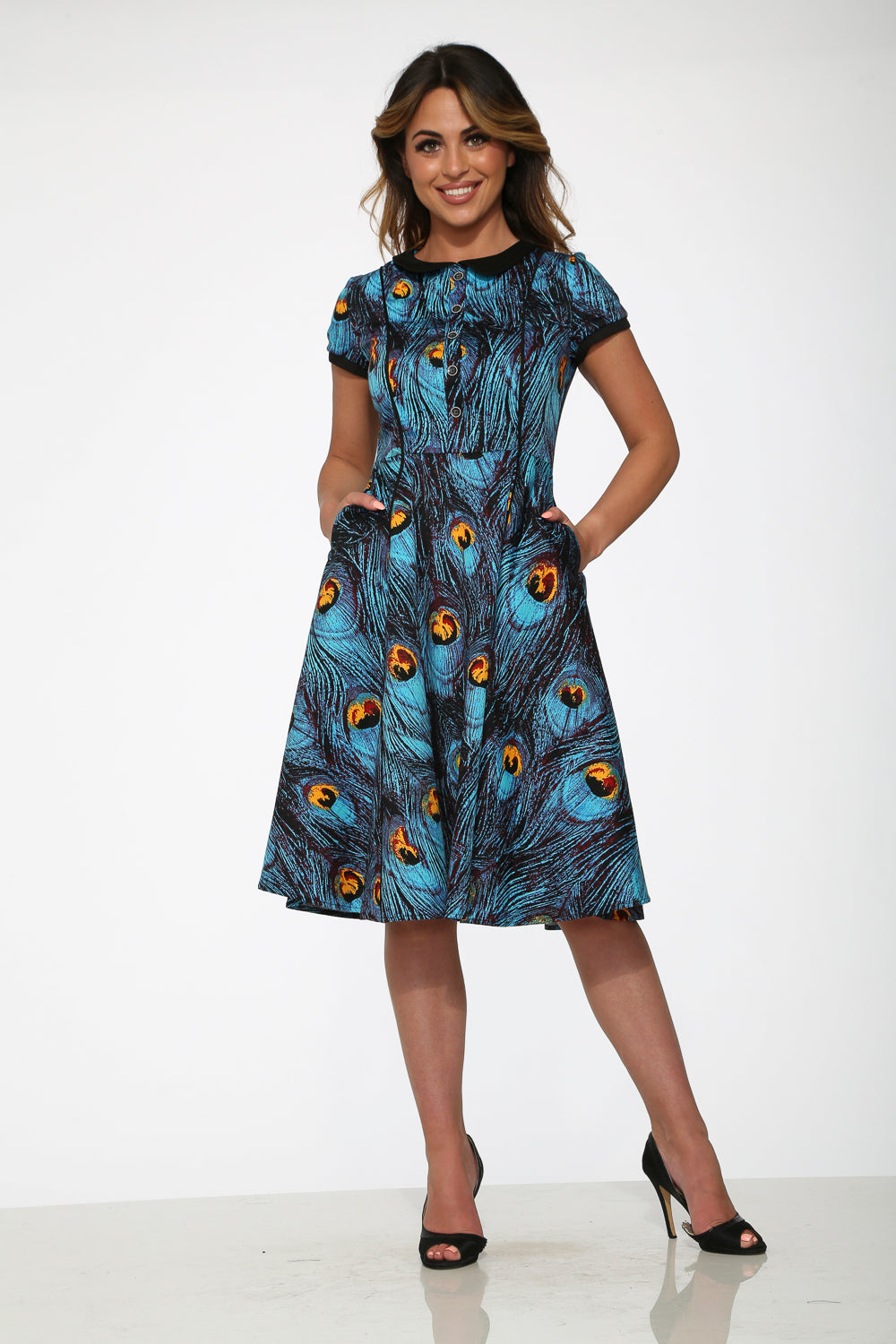  Blue Peacock Swing Dress
