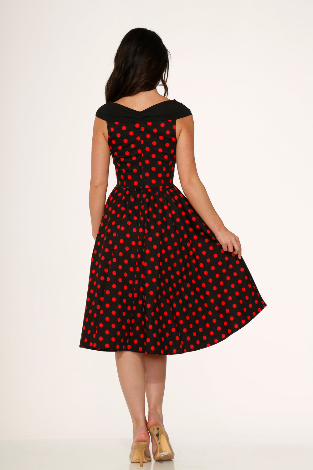  Black & Red Polka Dot Swing Dress