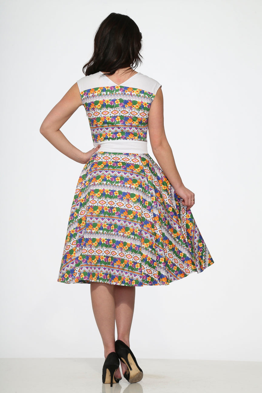  Purple Floral Swing Dress