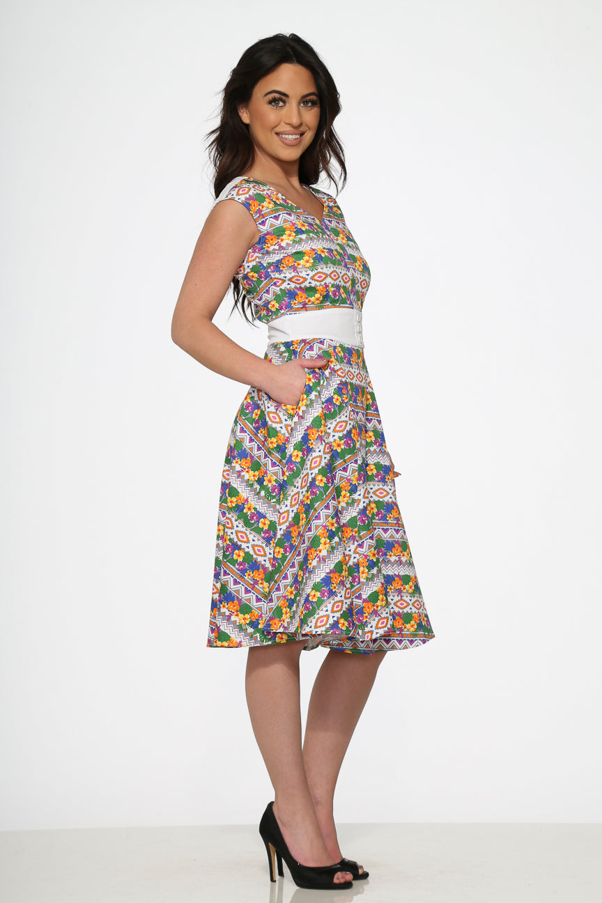  Purple Floral Swing Dress