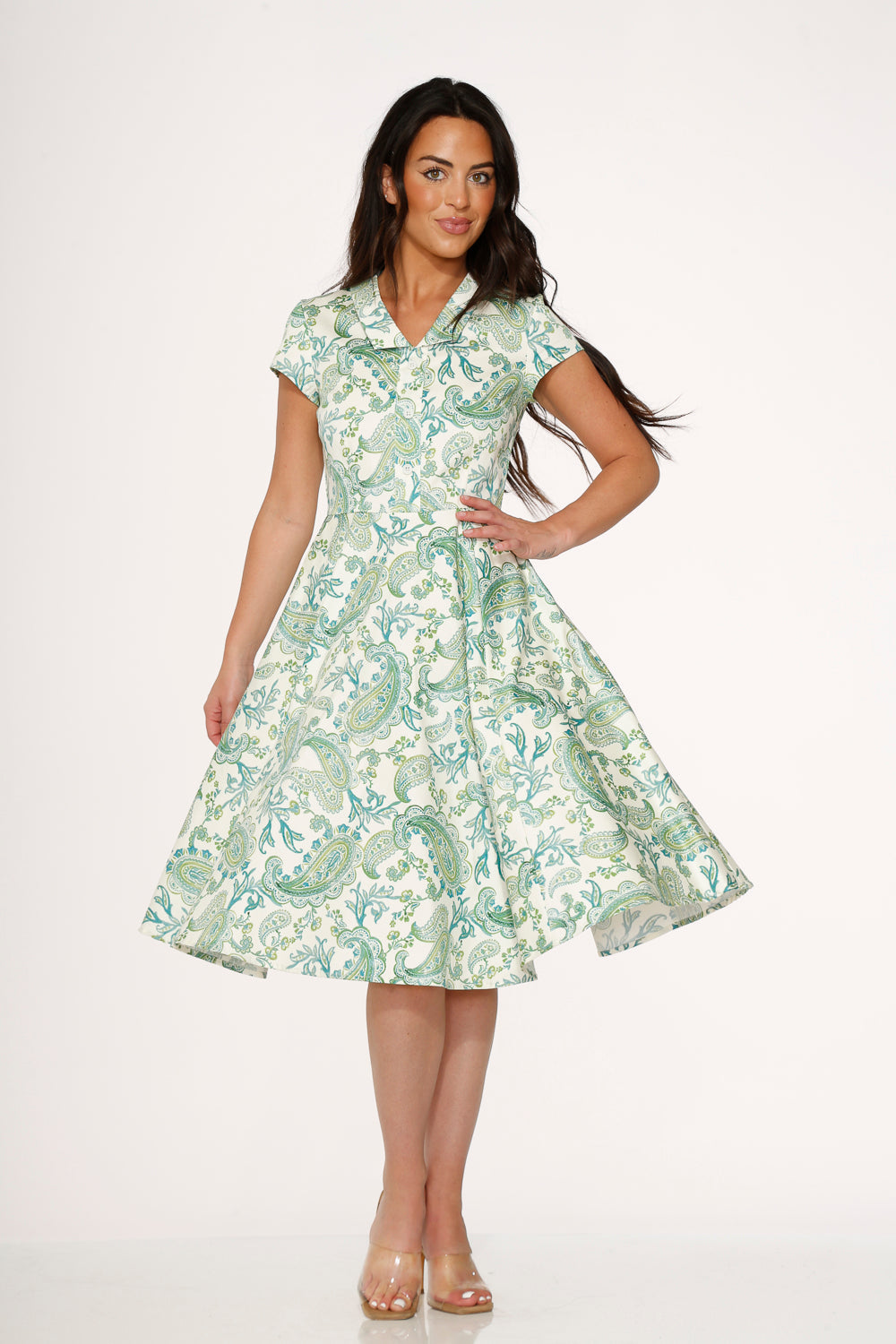  Green Paisley Swing Dress