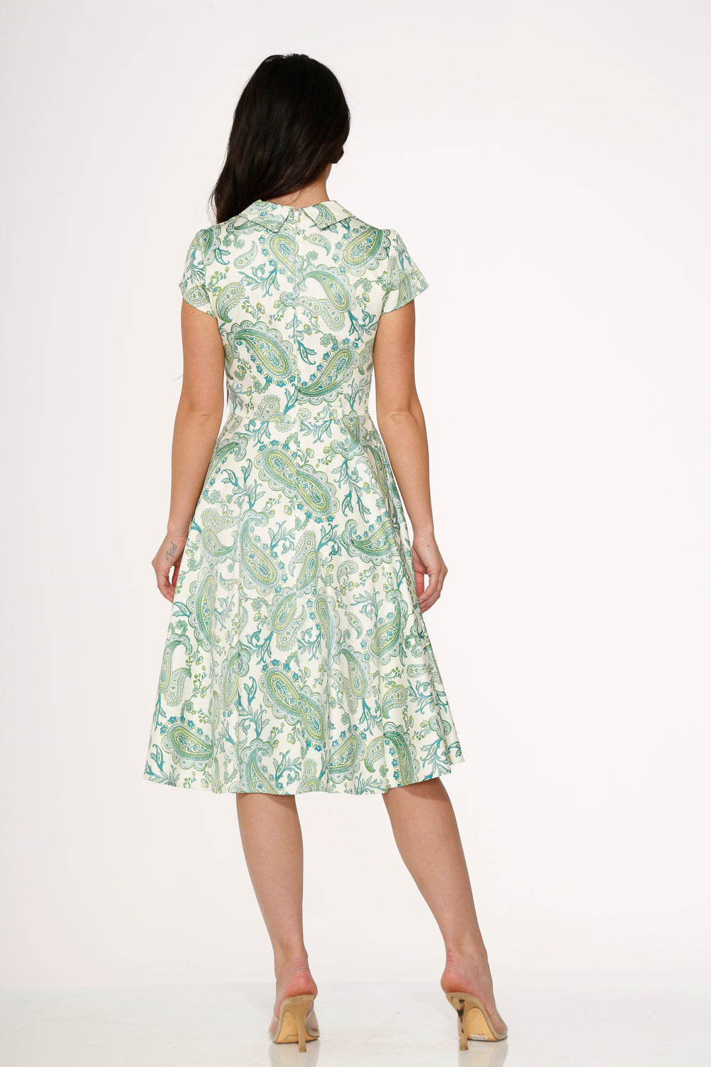  Green Paisley Swing Dress
