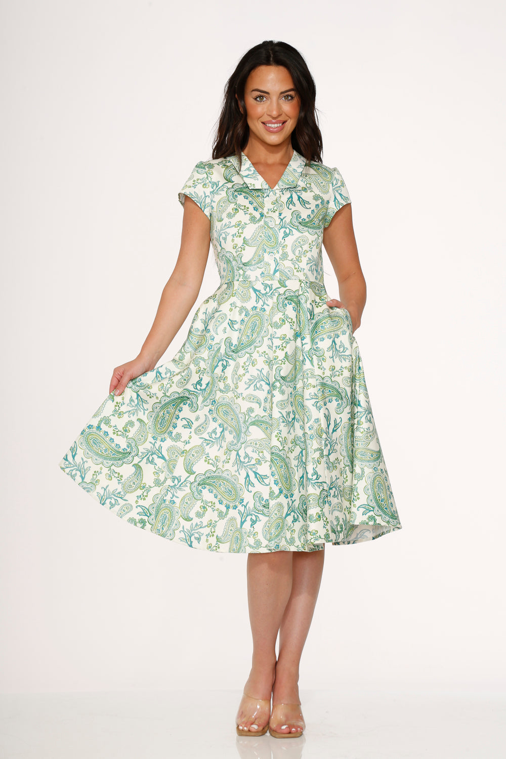  Green Paisley Swing Dress