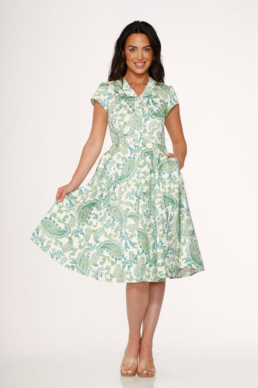  Green Paisley Swing Dress