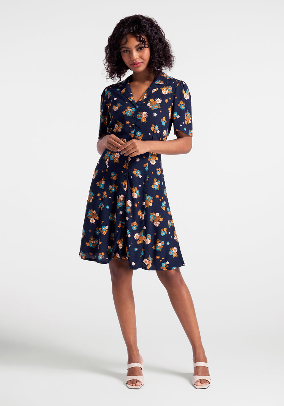  Moody Navy Blues Shirtdress