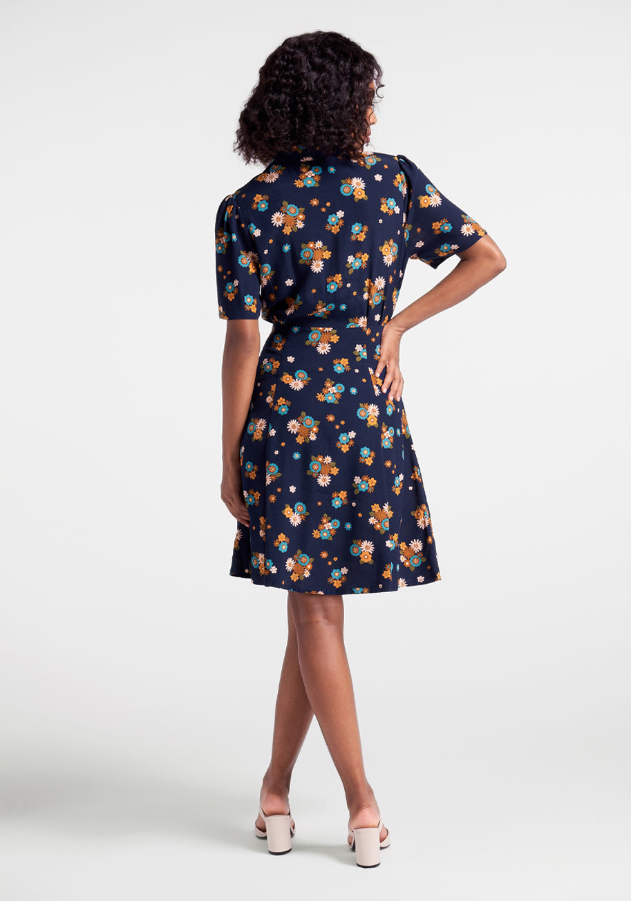  Moody Navy Blues Shirtdress