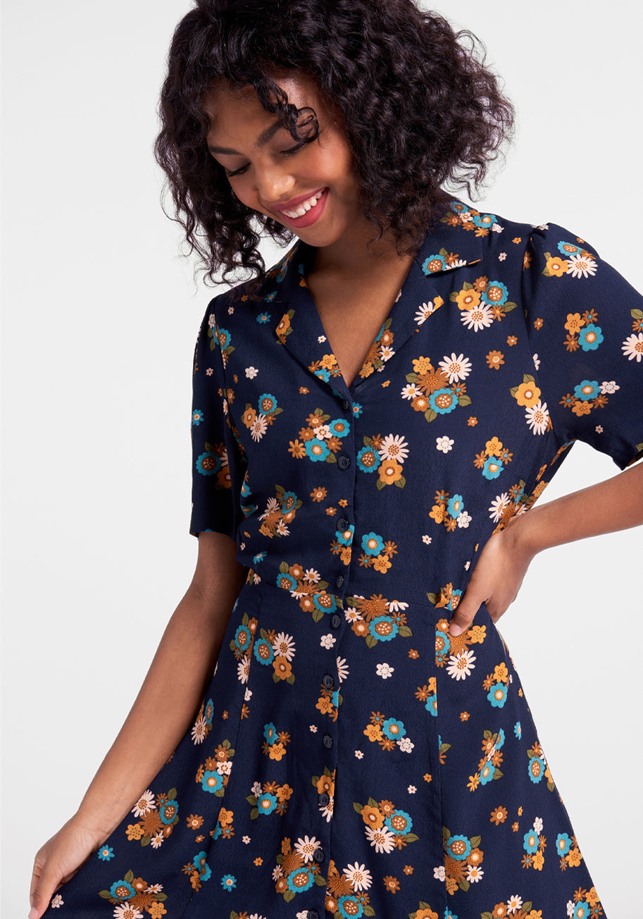  Moody Navy Blues Shirtdress