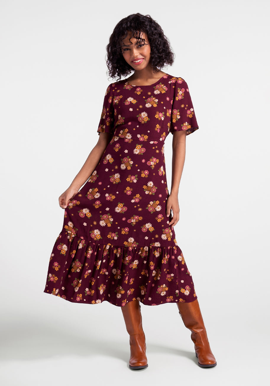  Autumnal Bouquets Midi Dress