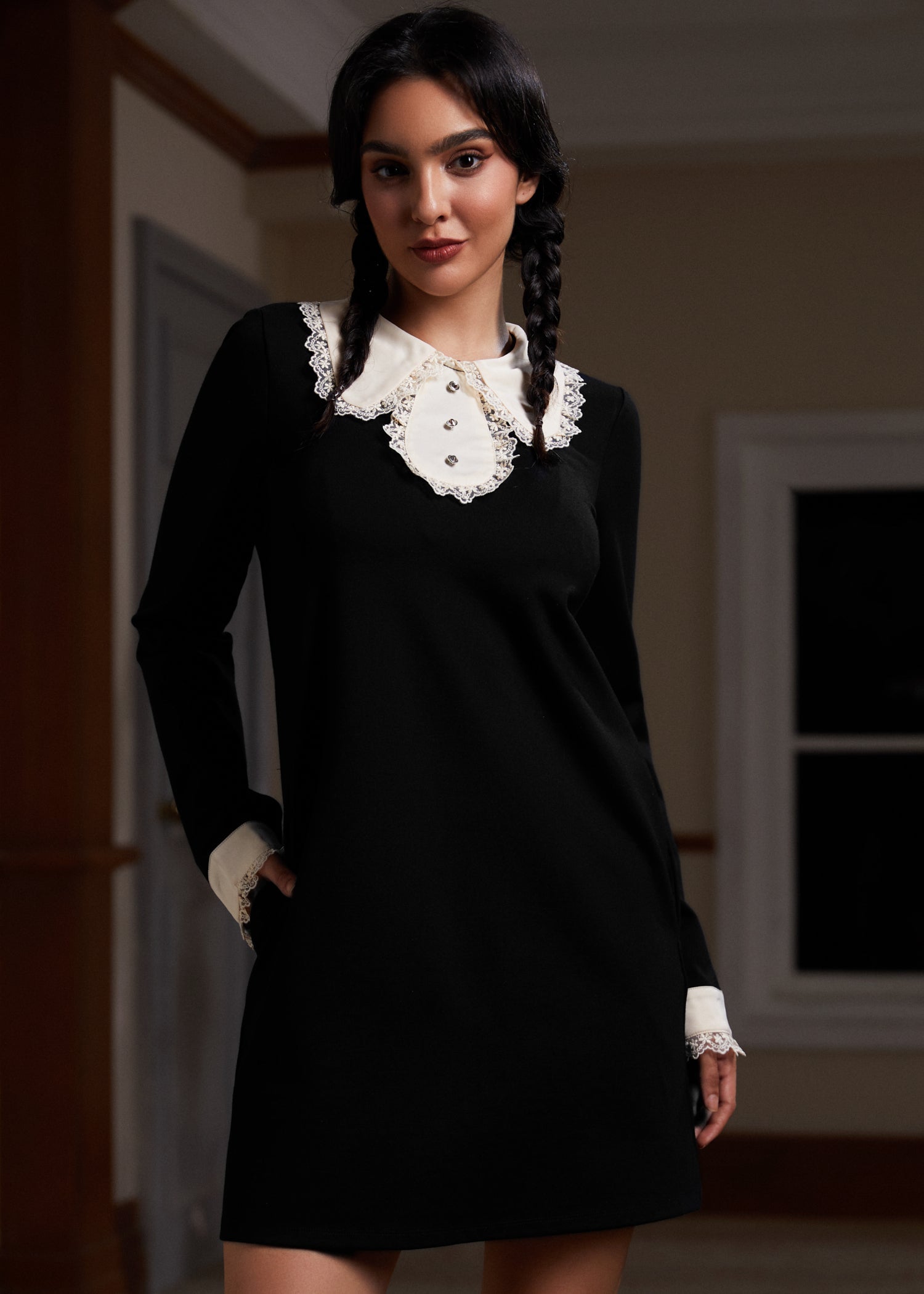  Laced Leaf Shift Dress