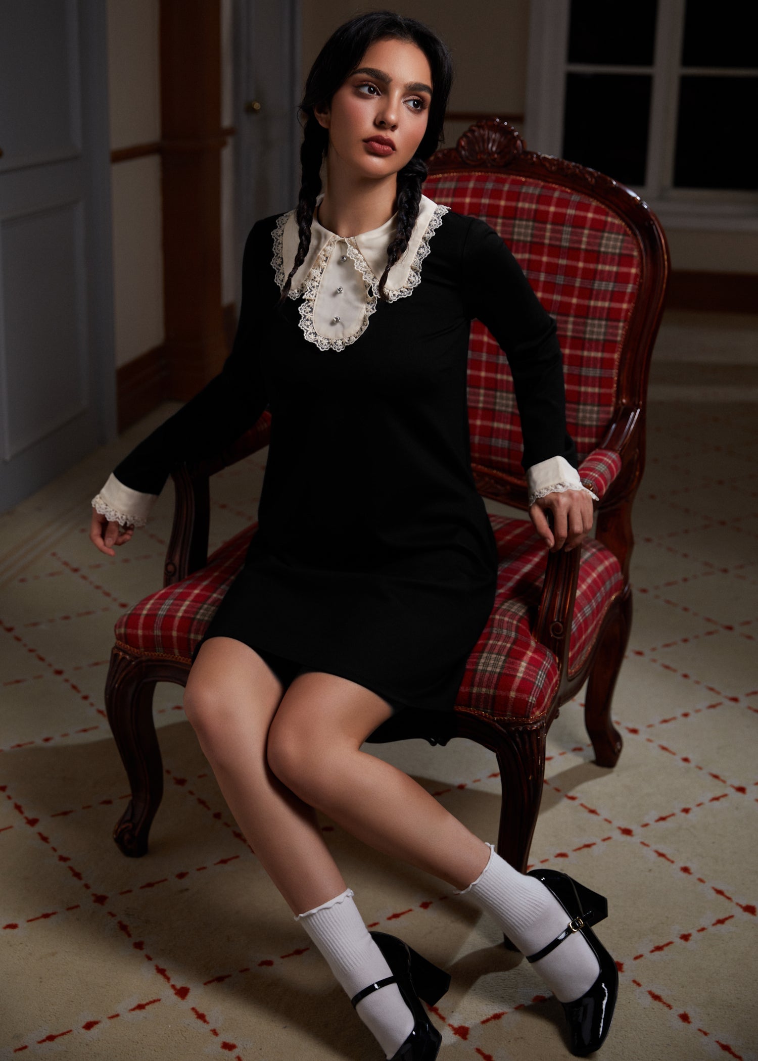  Laced Leaf Shift Dress