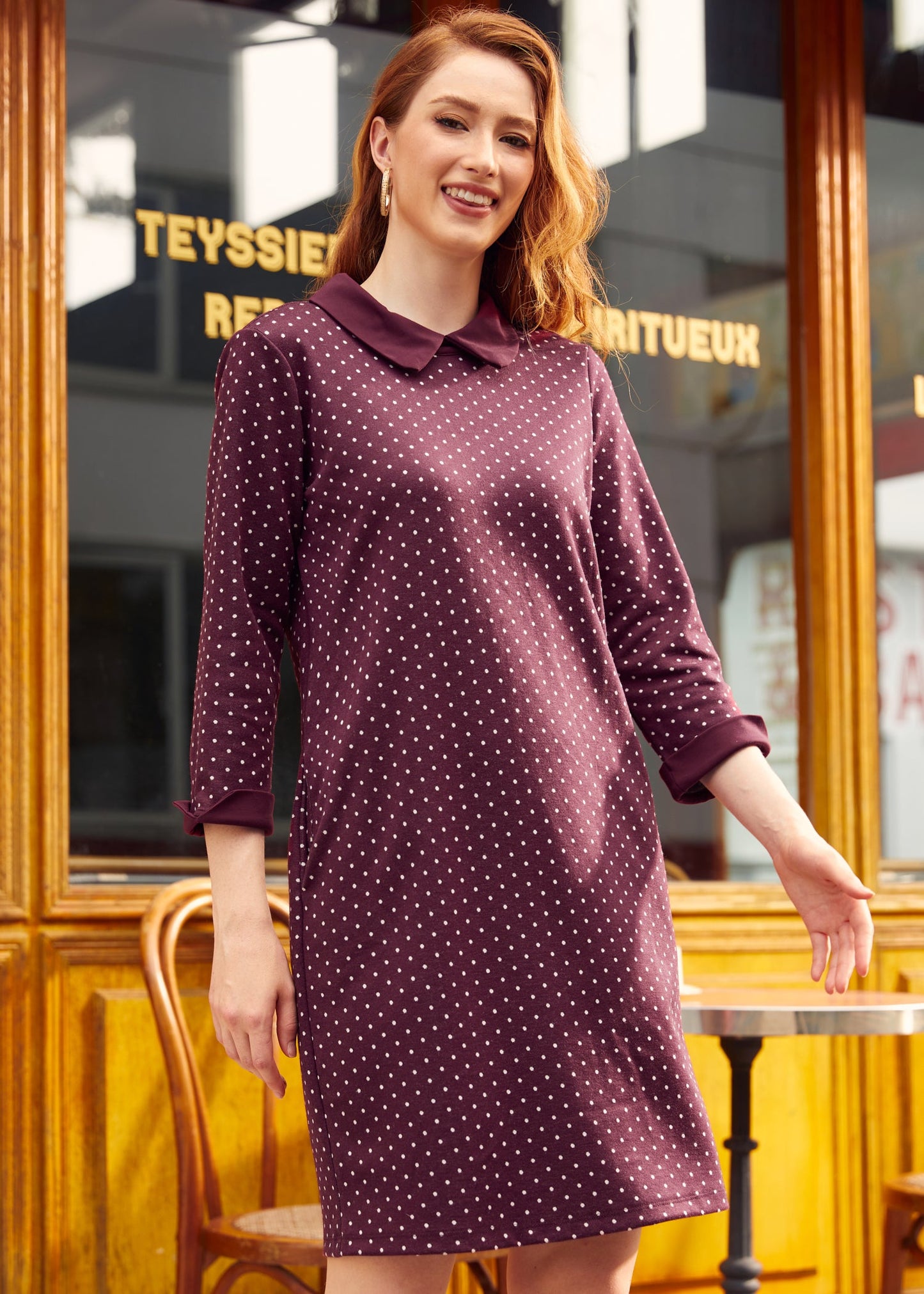  Burn After Reading Collared Shift Dress