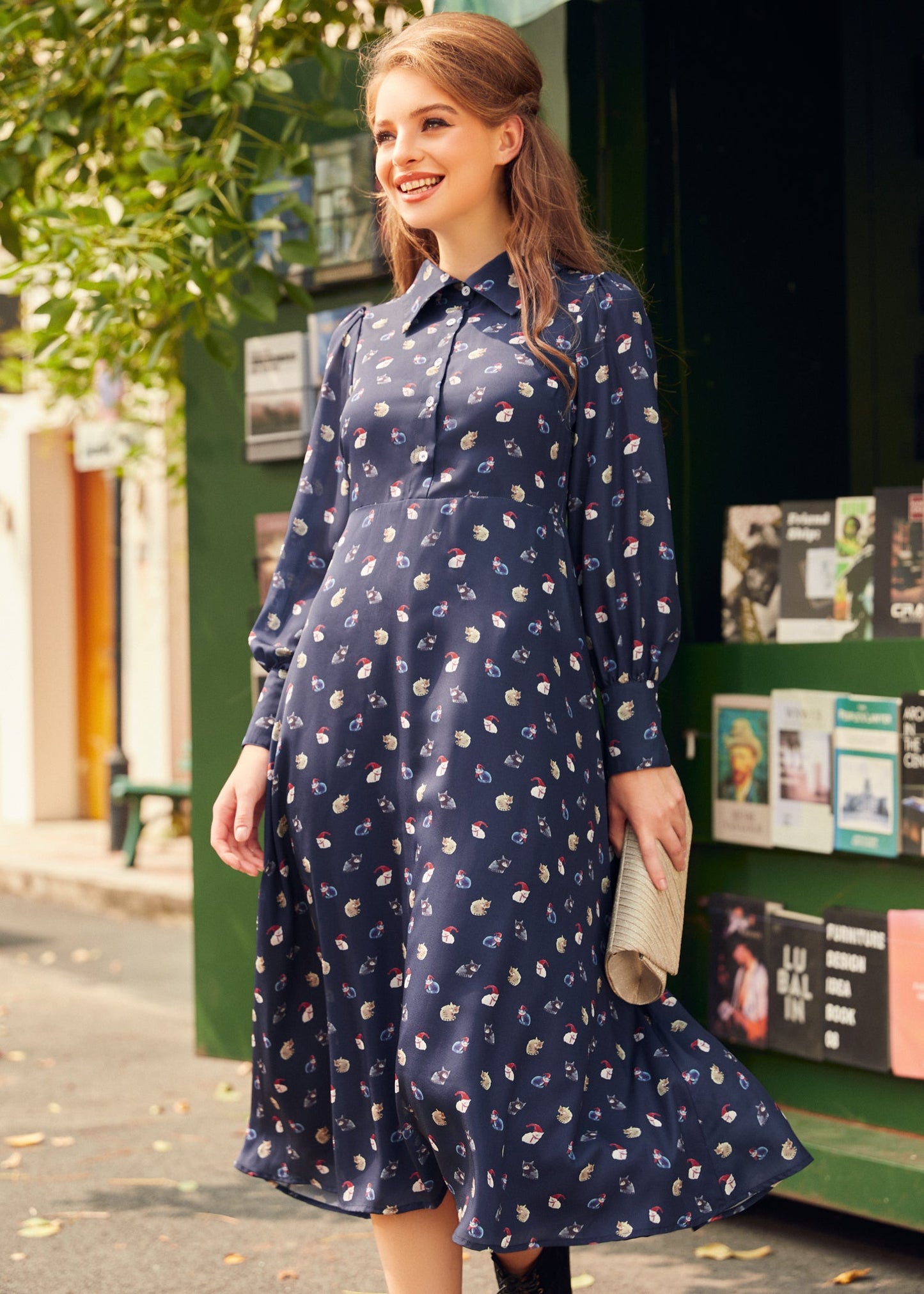  Romantic Era Button Front Midi Dress