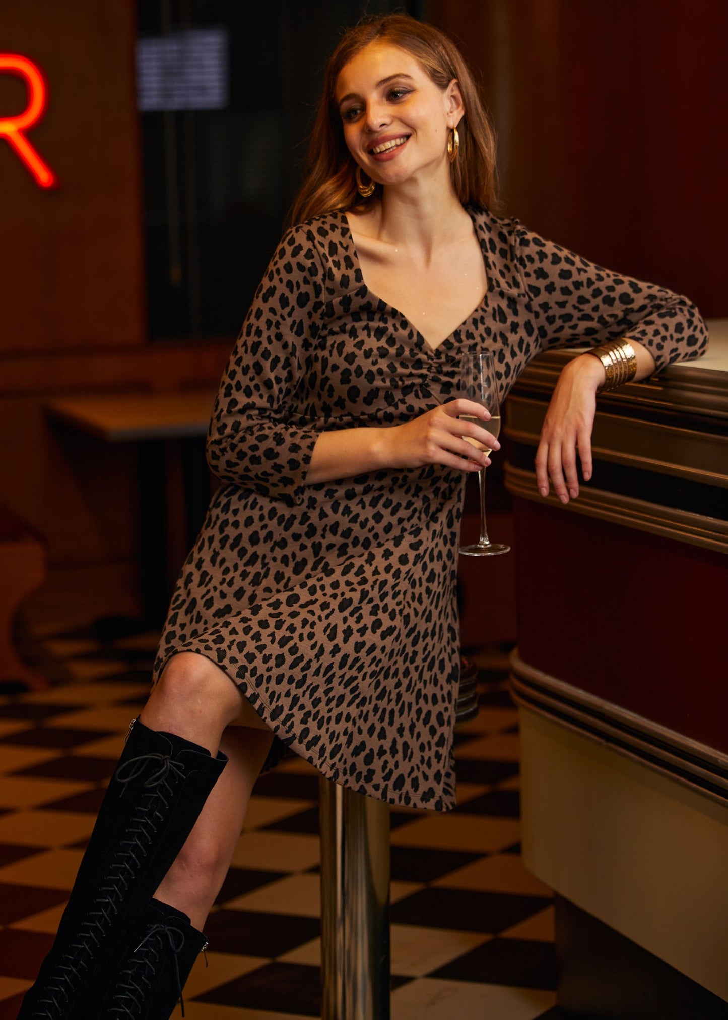  Leopard Hi-Low Empress Dress