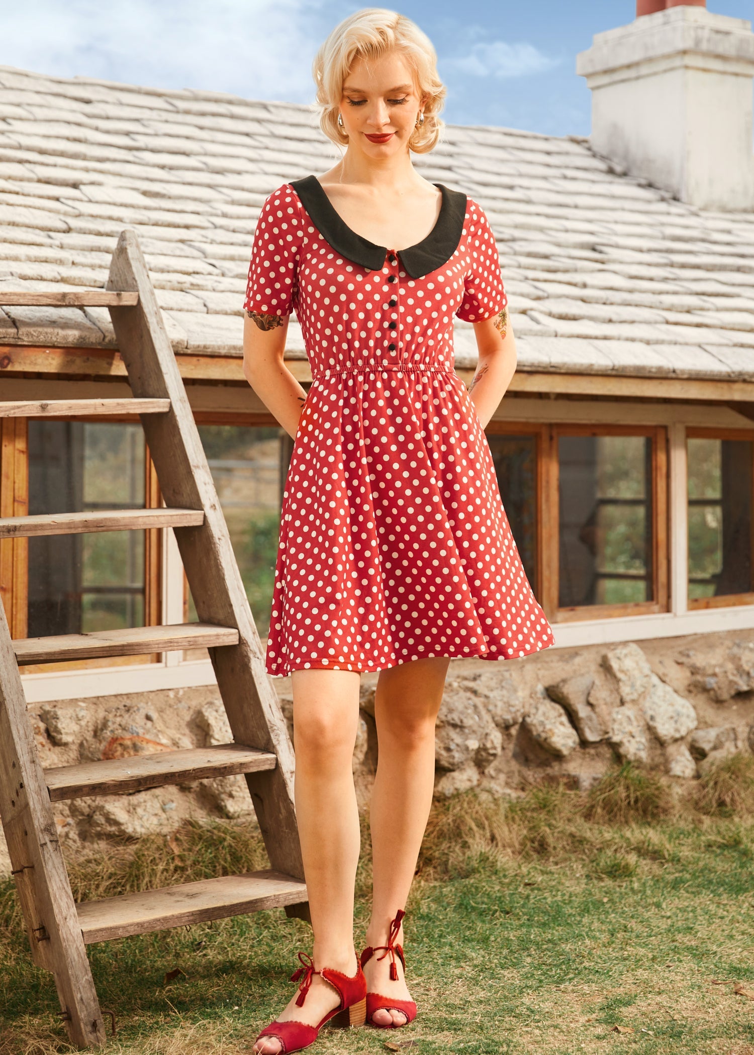  Dottie Delight Collared Dress