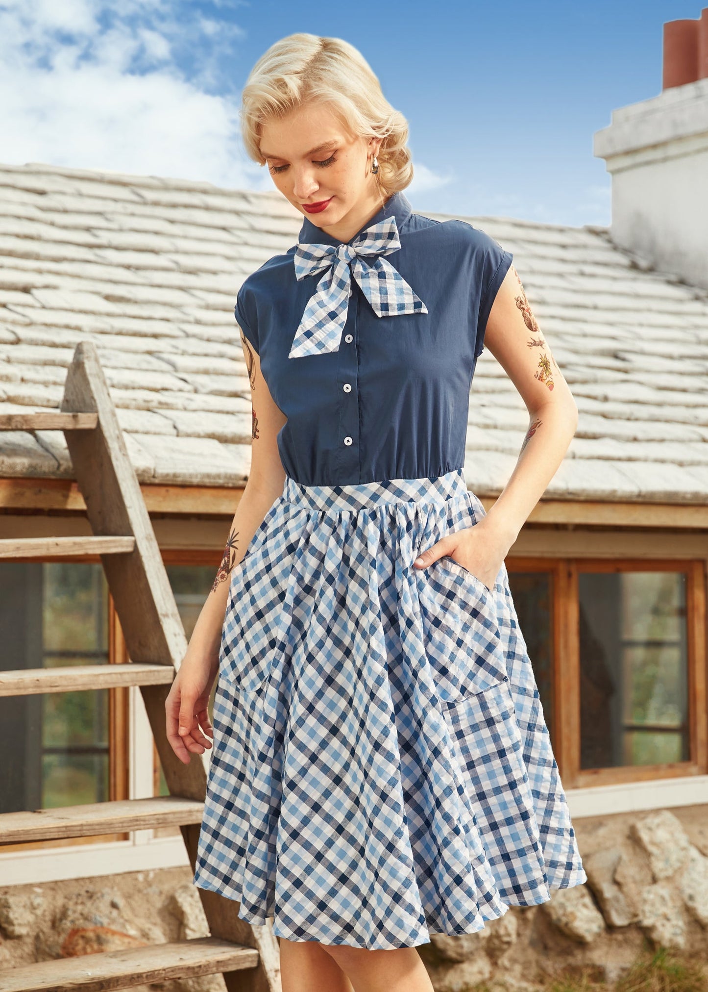  Gingham Grace Bow Dress
