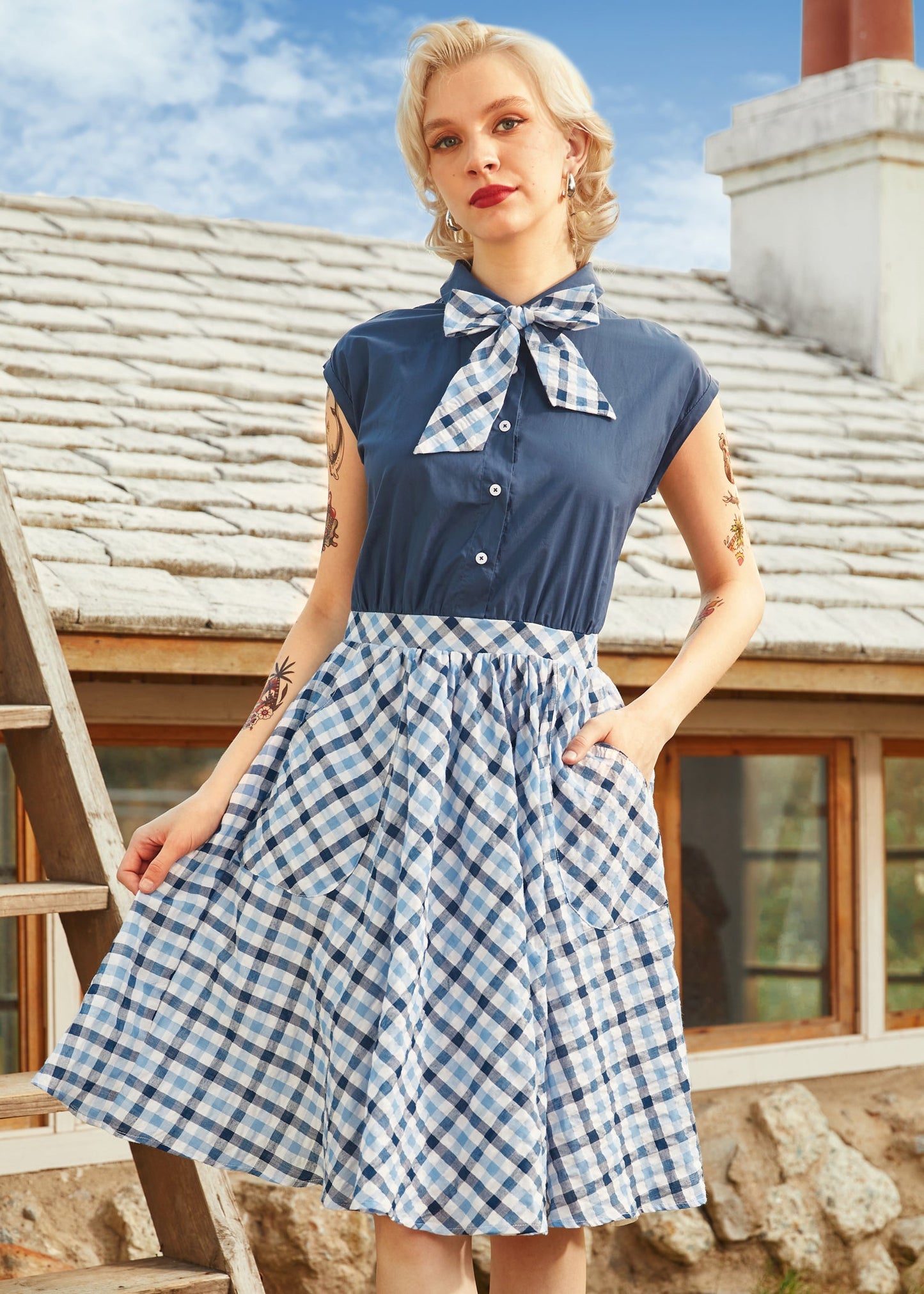  Gingham Grace Bow Dress