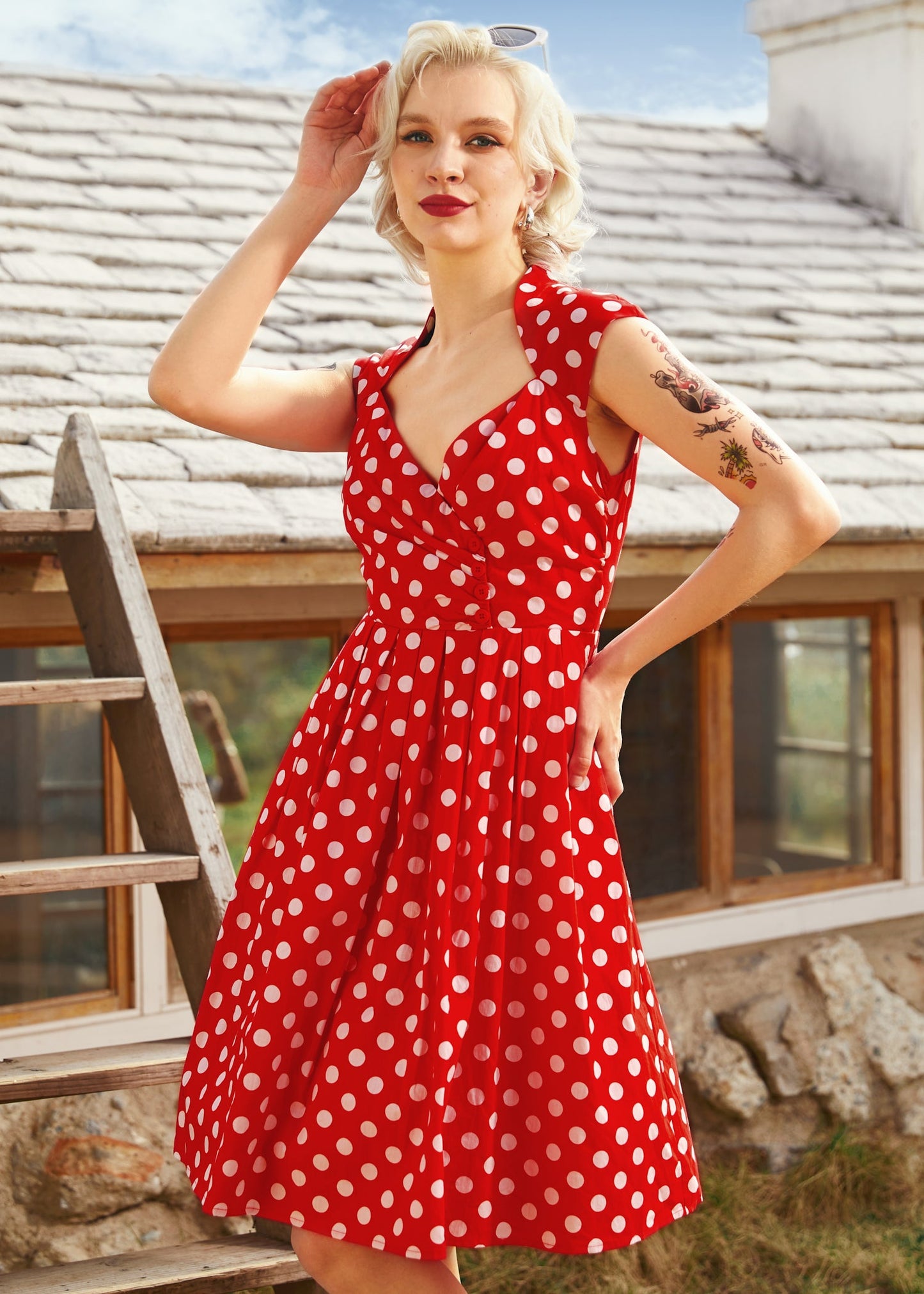 Dotted Darling Fit & Flare Dress