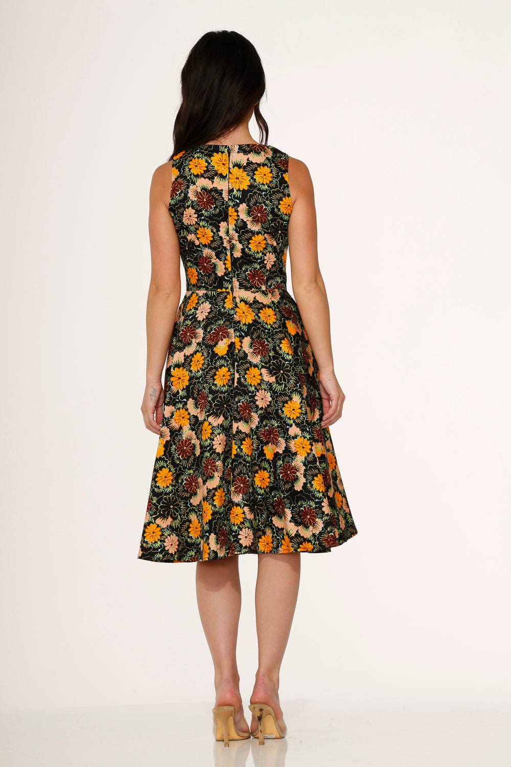  Yellow Floral Swing Dress