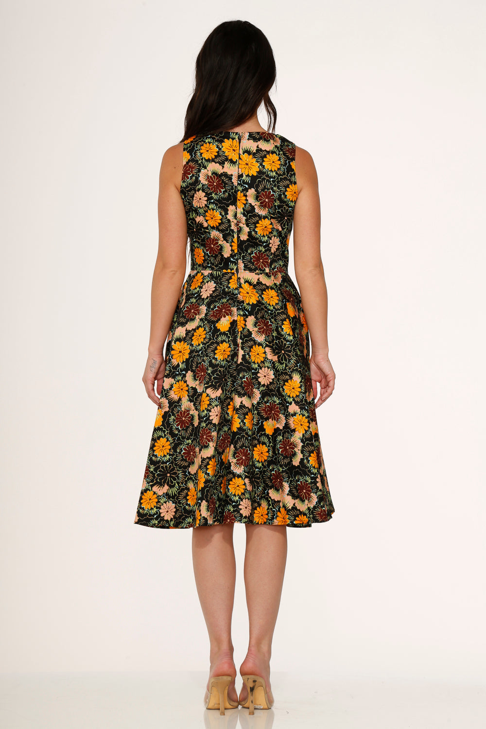  Yellow Floral Swing Dress