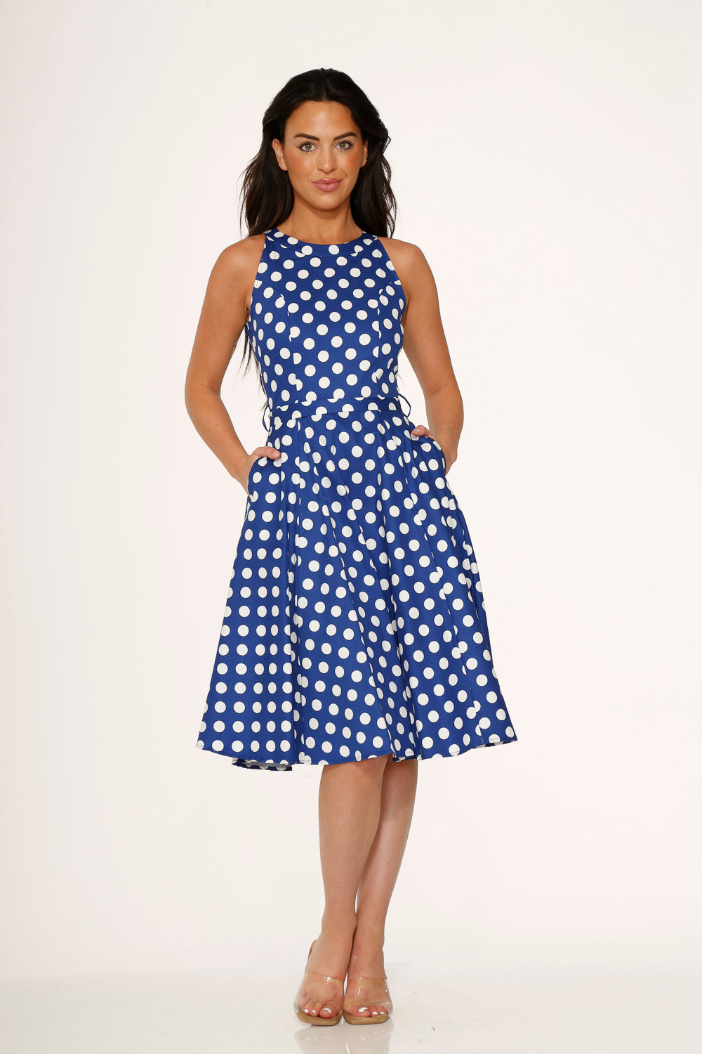  Blue Polka Dot Swing Dress