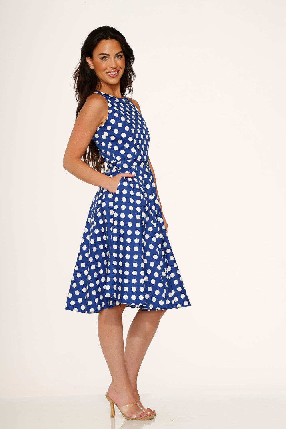 Blue Polka Dot Swing Dress
