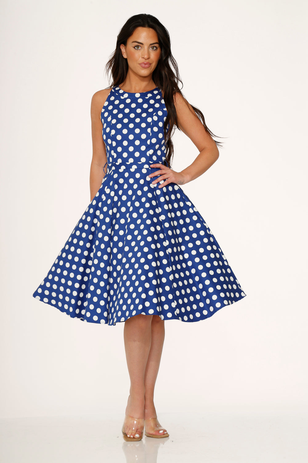  Blue Polka Dot Swing Dress