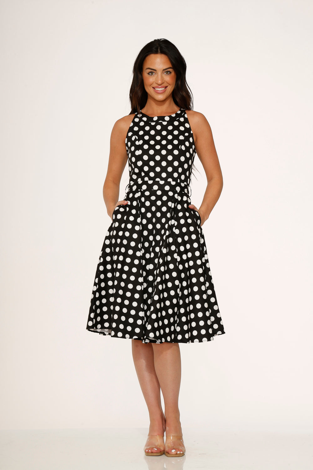  Black & White Polka Dot Swing Dress