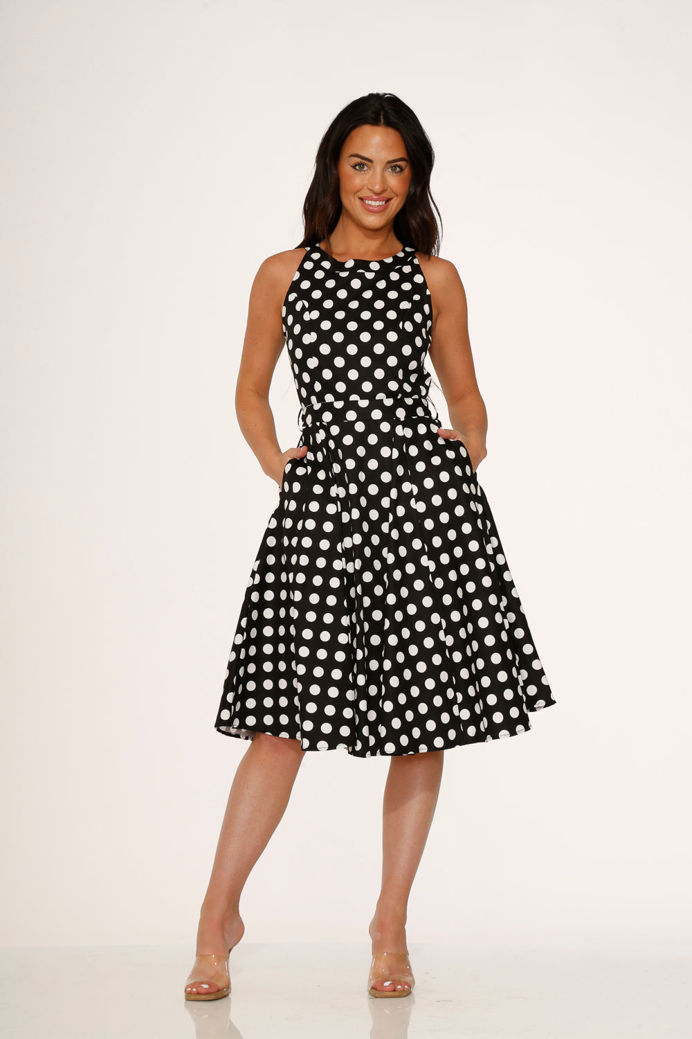  Black & White Polka Dot Swing Dress
