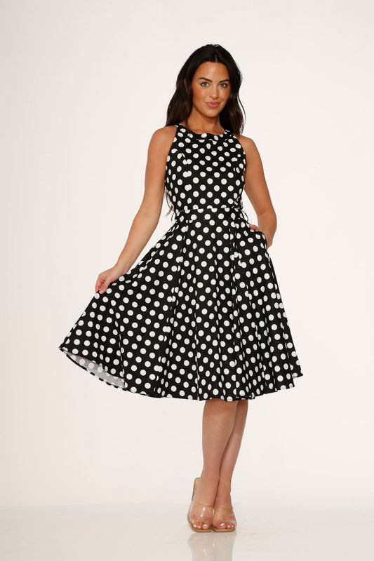  Black & White Polka Dot Swing Dress