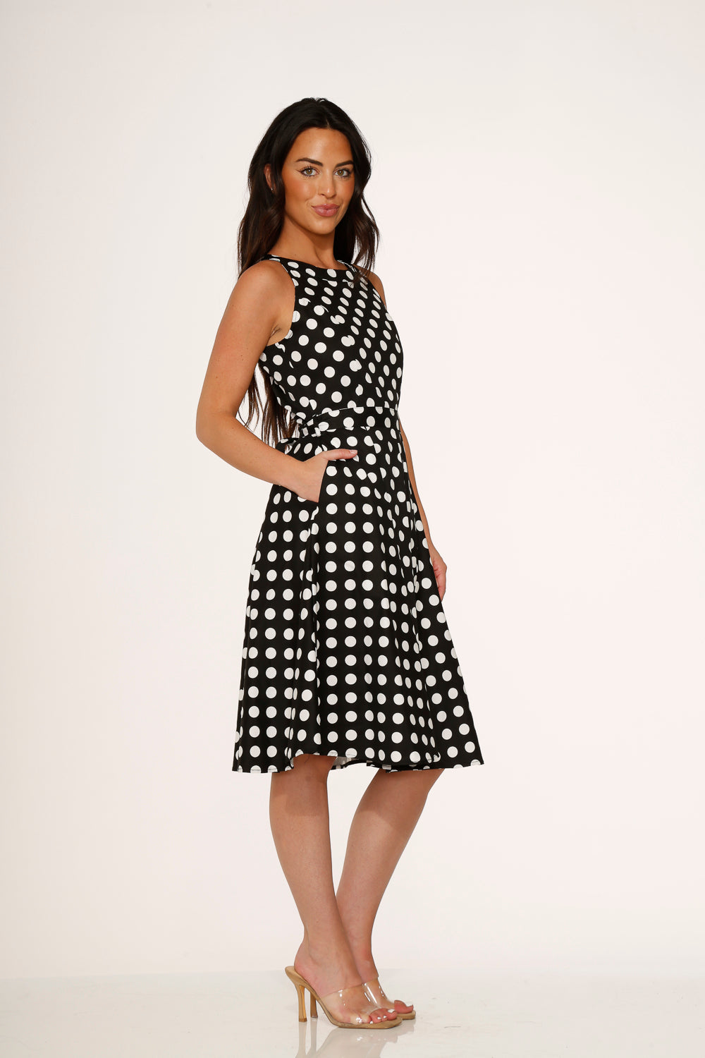  Black & White Polka Dot Swing Dress