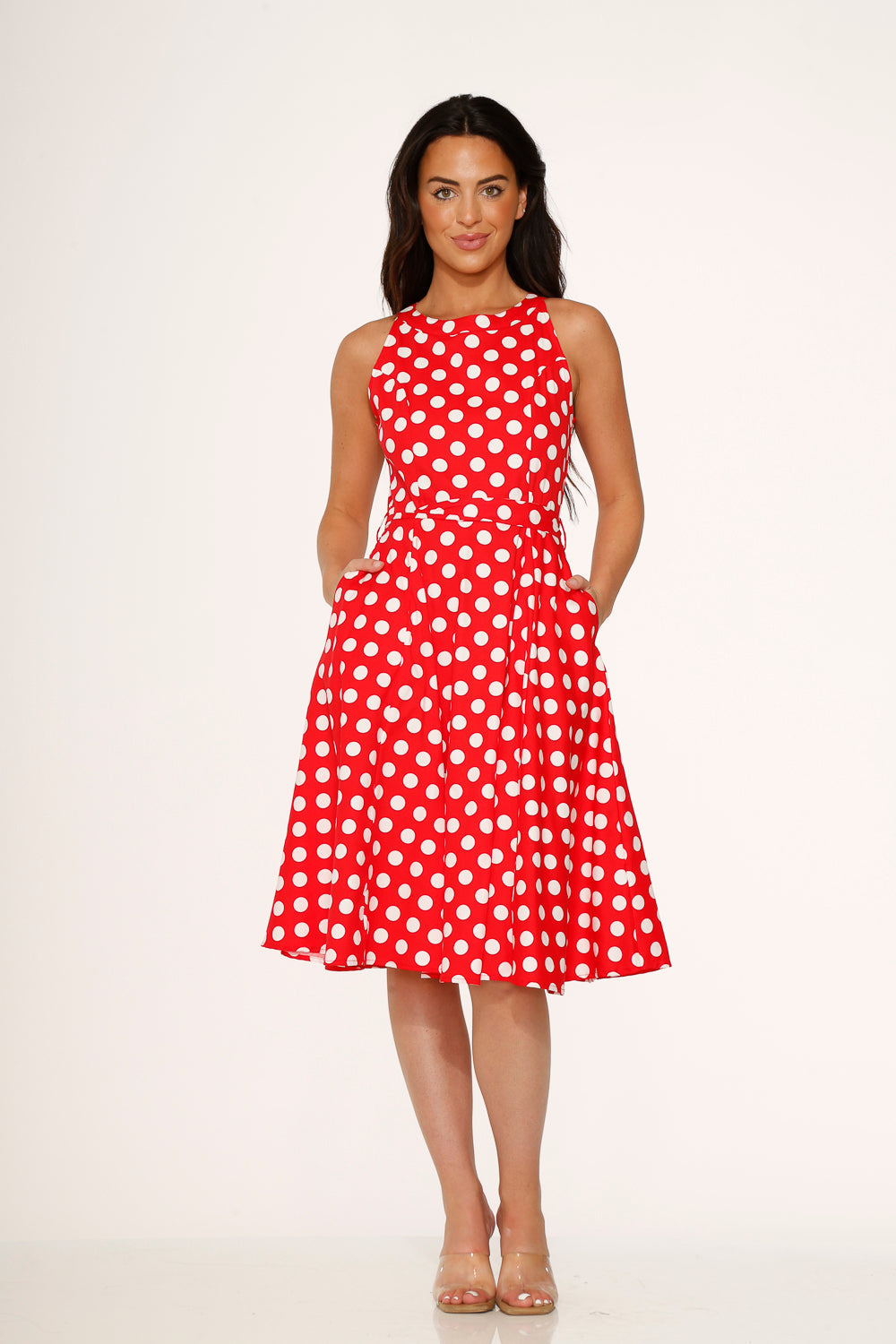  Red Polka Dot Swing Dress