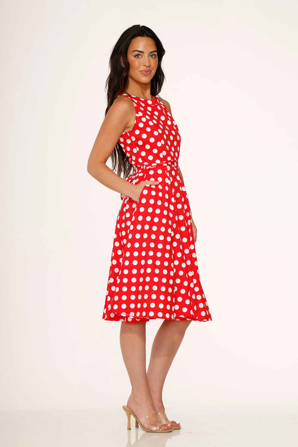  Red Polka Dot Swing Dress