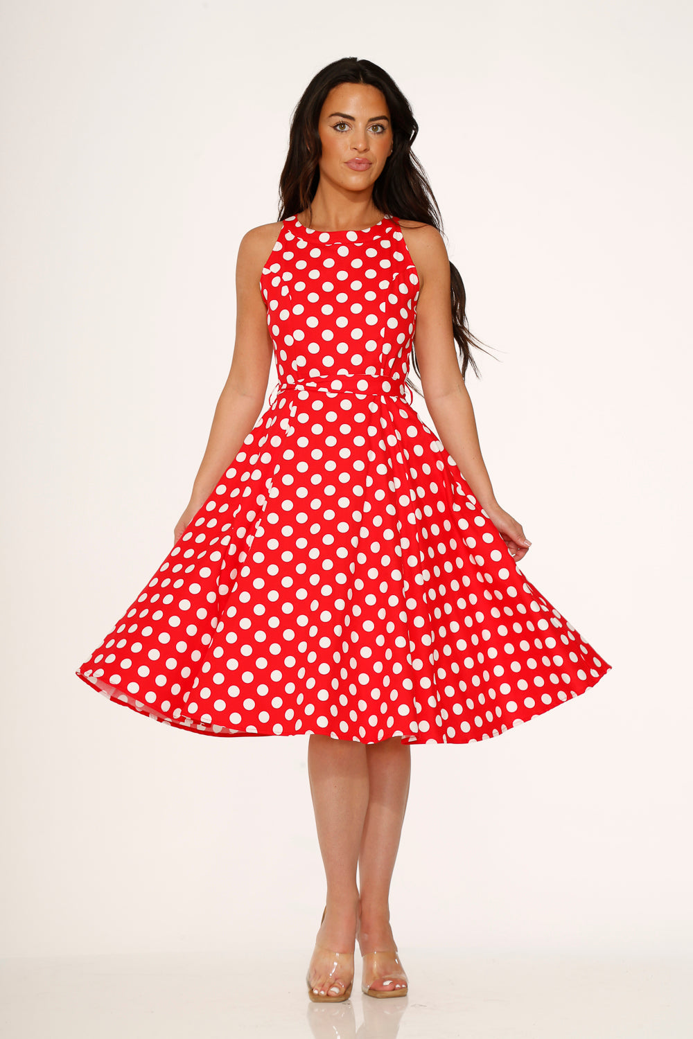  Red Polka Dot Swing Dress