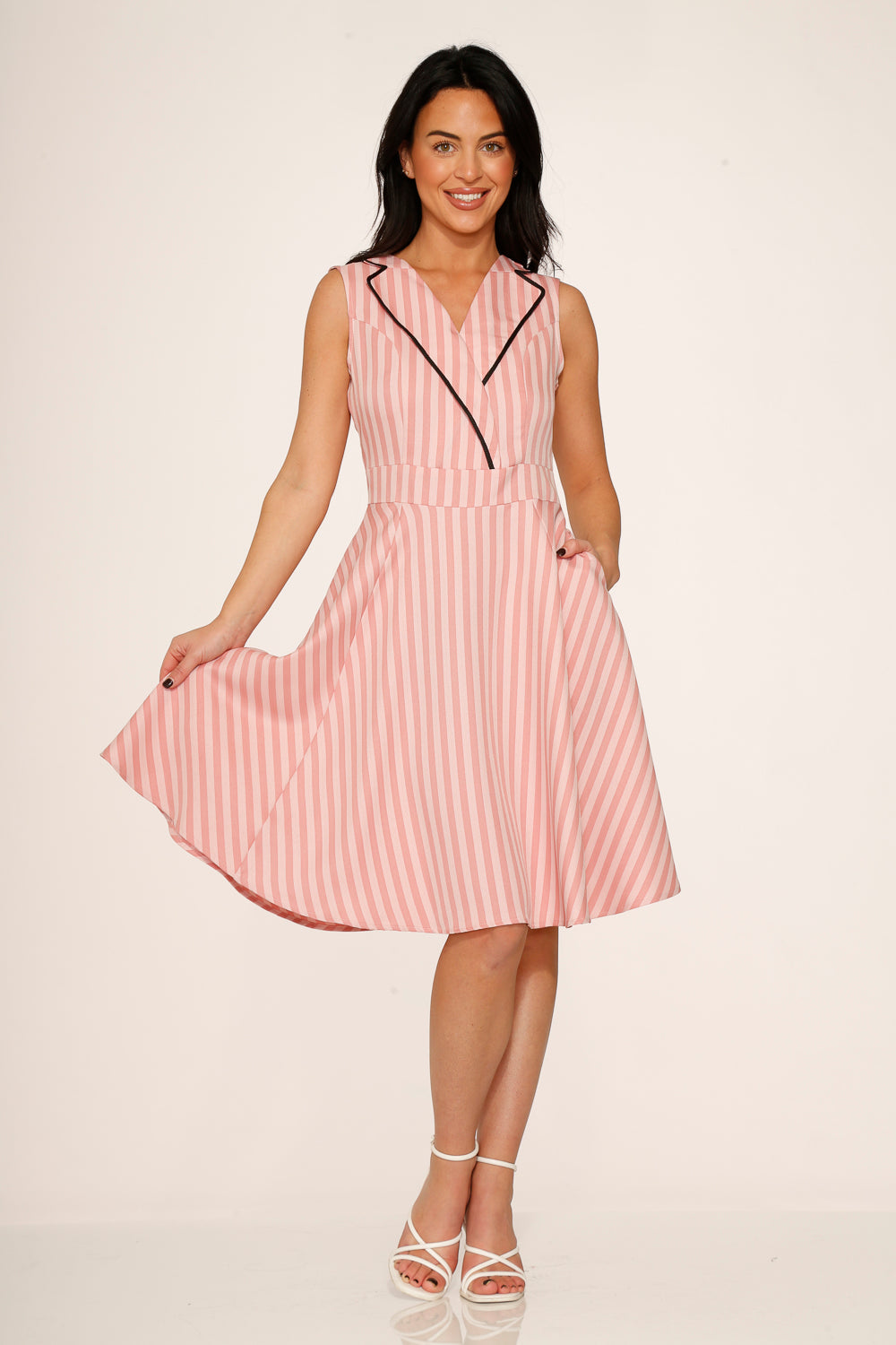  Pink Stripe Swing Dress