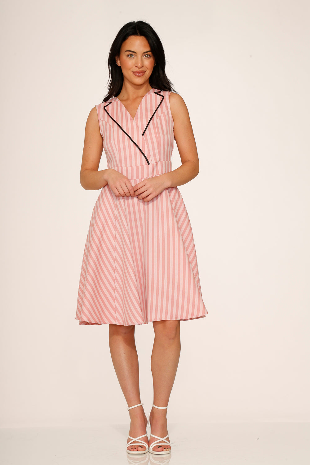  Pink Stripe Swing Dress